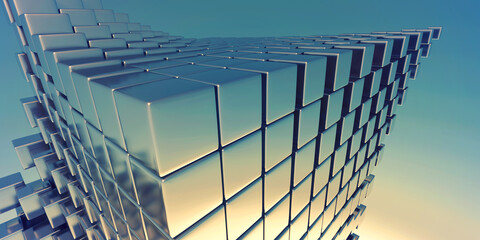 Abstract block of cubes - 3D illustration