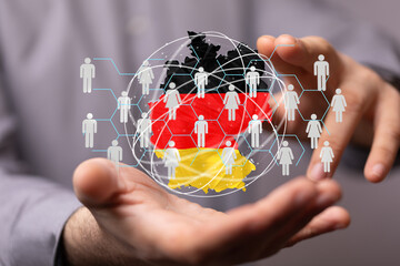 map of Germany. Wire frame 3D mesh