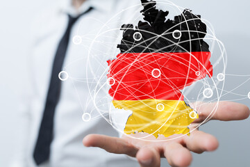 map of Germany. Wire frame 3D mesh