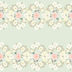 Cute plant border. Floral piece of garment print. Flower design for wallpapers, print, gift wrap and scrapbooking.