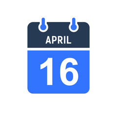 April 16 Calendar Date Icon, Event Date Icon, Calendar Date, Icon Design Vector Graphic