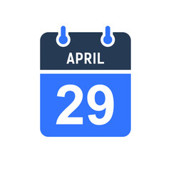 April 29 Calendar Date Icon, Event Date Icon, Calendar Date, Icon Design Vector Graphic