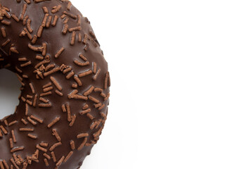 Chocolate donut on a white background
