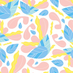 Summer plants. Light romantic background. Painted in pastel shades.