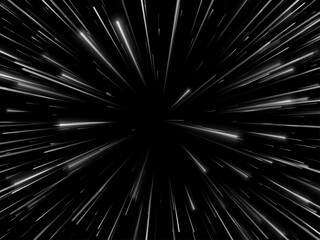 Space speed. Abstract starburst dynamic lines or rays. Vector illustration - obrazy, fototapety, plakaty