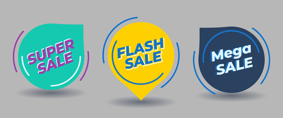 Flash sale banner tag template vector design. set of label sale