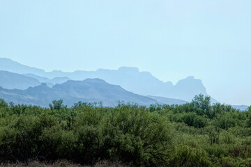 Fototapeta premium Desert landscape with distant mountains