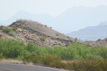 Desert landscape with distant mountains