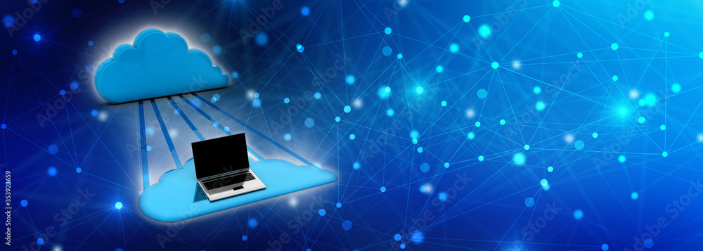 Poster 3d rendering technology cloud computing