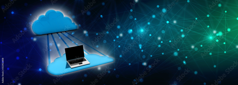 Poster 3d rendering technology cloud computing
