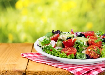 Fresh greek vegetable salad in plate
