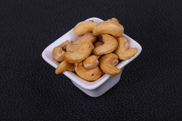 Cashew nuts heap in the bowl