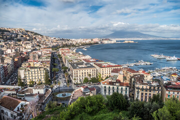 Fototapeta premium Cityscape of Naples and his gulf from Mergellina