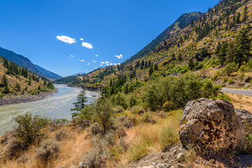 Majestic mountain river in summer in Vancouver, Canada.