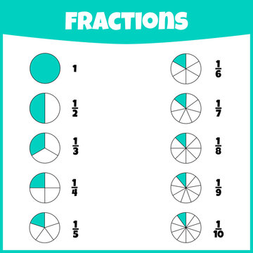 Fractions. Fraction Mathematics. Circle Segments Set. Learning Mathematics. Tasks For Addition For Preschool Children.