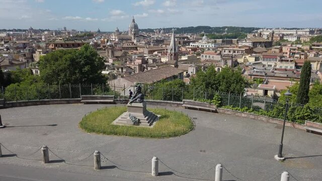 Beautiful panorama in Rome with the dome of the Basilica of Ambrogio e Carlo al Corso, in Rome, Italy.