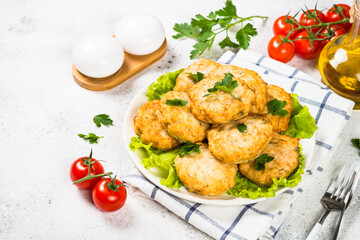 Chicken cutlet in the plate.