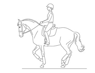 Training of a rider and her horse in piaffe