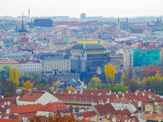 Panorama of the city of Prague - Prague Mountain. City view