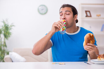 Young hungry man in dieting concept
