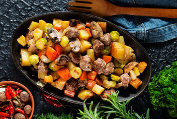 vegetabkes with meatballs