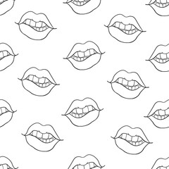 Mouth pop art vector seamless pattern