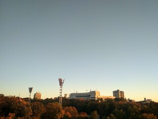 sunset over the city kiev