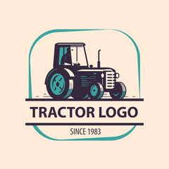 Farm tractor logo. Agriculture, farm vector illustration