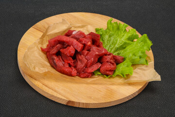 Raw beef meat sliced for cooking