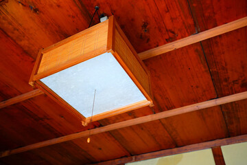 Wooden Hanging Lamp in Japanese Style.