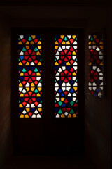 The door is made with stained glass