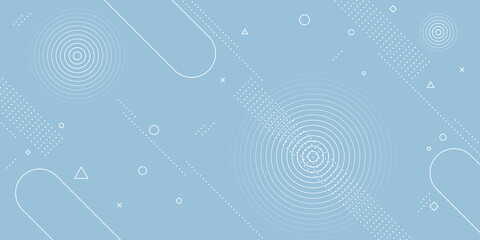 Obraz premium Modern abstract background with pastel blue memphis elements and retro-themed posters, banners and website landing pages.
