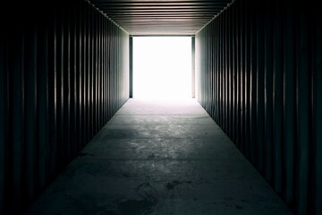 Inside Metal Container with Light Beam Background.