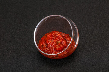 Tomato spicy sauce in the bowl