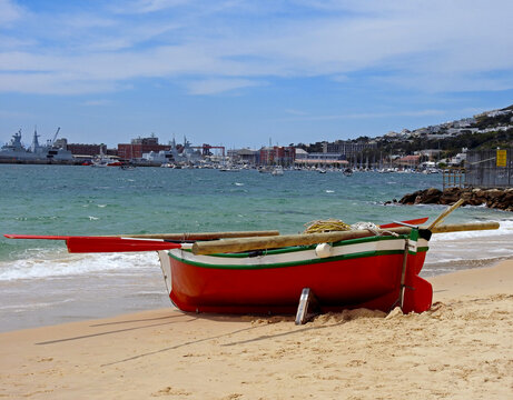 Fishing row boat on the shores of Simonstown beach