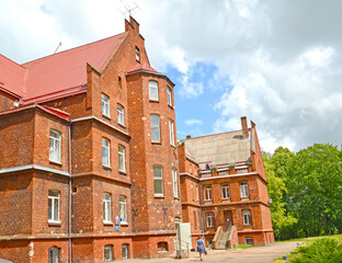 Internal facade of the central city hospital (former House of the Poor, 1908). Sovetsk, Kaliningrad region