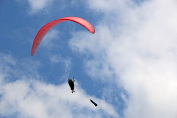 Paraglider being towed on a winch launch	