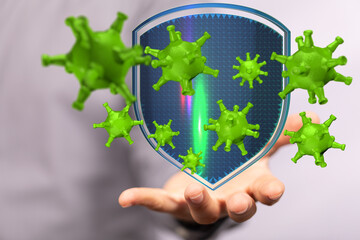 Virus Covid 19-NCP. nCoV denoted is single-stranded protection virus..