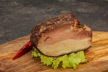 Homemade Smoked pork peat with spices