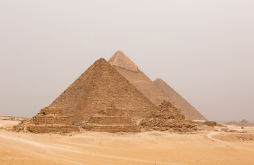 The pyramids of Giza, Menkaure, Khafre, and Khufu, Egypt