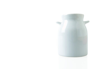White Ceramic Milk Jug Isolated on White Background.