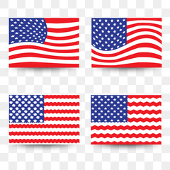Fototapeta premium Banner or poster of the USA national flag color. Vector illustration American flag patriotic. Silhouette USA flag country logo. Set of USA Flags, logo. eps 10