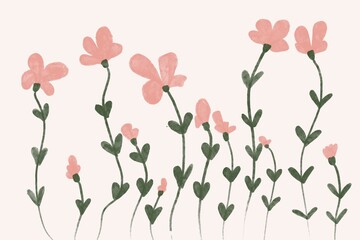 Flowers illustration in boho style. wedding background. modern boho print