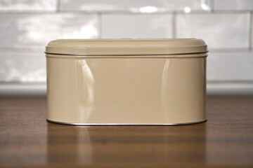 Boxes with stickers for storage in the kitchen. BERALIH A set of cans. Food containers. Order in the house. Beige and brown. cereals. . High quality photo