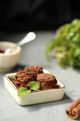 Chocolate candies, truffle on a white background.