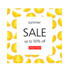 Sale vector banner with lemons. Template for advertising discount design.