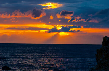 Vibrant cloudy summer sunset, Sweden
