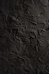 Black background made of natural cement or stone with a pronounced texture. This is a conceptual or metaphorical wall banner, grunge, material, aged.