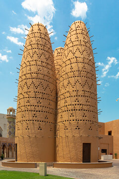 Katara Beach Islamic Mosque. Beautiful Arabian construction.