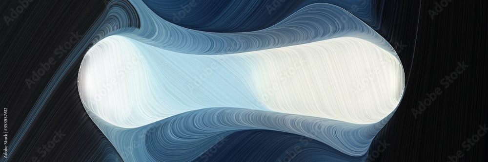Poster abstract modern horizontal header with very dark blue, light gray and cadet blue colors. fluid curved flowing waves and curves for poster or canvas
